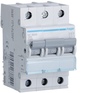 Hager MCB 3P 10kA C-63A 3M - NC363A
