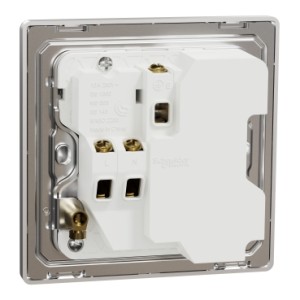 Schneider Electric Switched socket with USB, Unica X, 13A, 250V, 2 pole, type A+C, 21W, stainless steel - NUX15DACQUS_SS