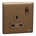 Schneider Electric Switched socket, Unica X, 13A, 250V, 1 gang, 2 pole, with LED, dark bronze, NUX15DN_DB
