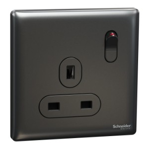 Schneider Unica X Switched socket, 13A, 250V, 1 gang, dark grey NUX15_DG