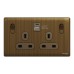 Schneider Electric Switched socket with USB, Unica X, 13A, 250V, 2 pole, type A+C, 21W, antique brass, NUX25DACQUS_AB
