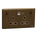 Schneider Electric Switched socket with USB, Unica X, 13A, 250V, 2 pole, type A+C, 21W, antique brass, NUX25DACQUS_AB