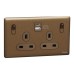 Schneider Electric Switched socket with USB, Unica X, 13A, 250V, 2 pole, type A+C, 21W, dark bronze, NUX25DACQUS_DB