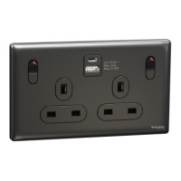 Schneider Electric Switched socket with USB, Unica X, 13A, 250V, 2 pole, type A+C, 21W, dark grey, NUX25DACQUS_DG