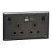 Schneider Electric Switched socket with USB, Unica X, 13A, 250V, 2 pole, type A+C, 21W, dark grey, NUX25DACQUS_DG