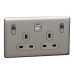 Schneider Electric Switched socket with USB, Unica X, 13A, 250V, 2 pole, type A+C, 21W, stainless steel, NUX25DACQUS_SS