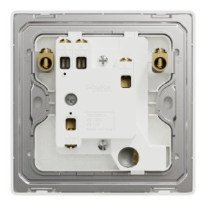 Schneider Electric Fuse connection unit, Unica X, 13A, 250V, 1 gang, with flex outlet, LED, stainless steel, NUX31FSGN_SS