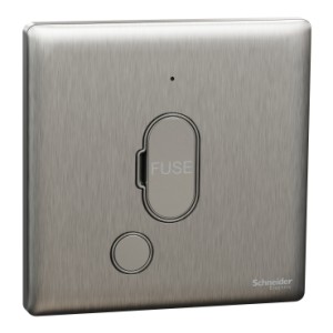 Schneider Electric Fuse connection unit, Unica X, 13A, 250V, 1 gang, with flex outlet, LED, stainless steel, NUX31FSGN_SS