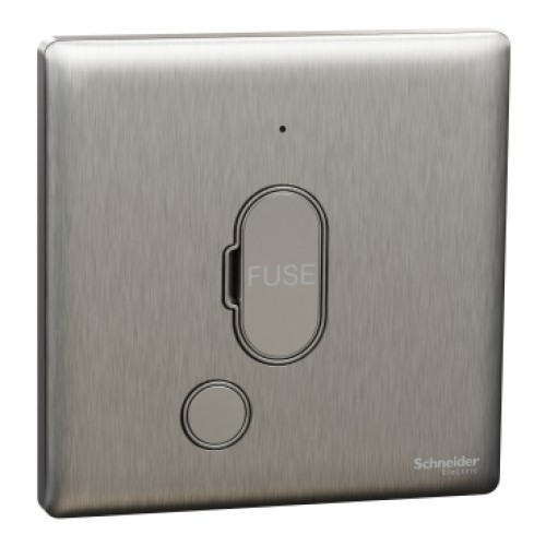 Schneider Electric Fuse connection unit, Unica X, 13A, 250V, 1 gang, with flex outlet, LED, stainless steel, NUX31FSGN_SS