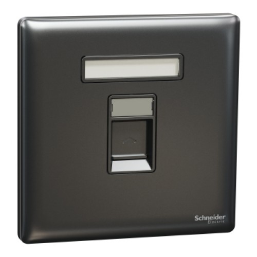 Schneider Electric Central plate, Unica, for RJ45, 1 gang, with shutter, dark grey, NUX31RJ_DG
