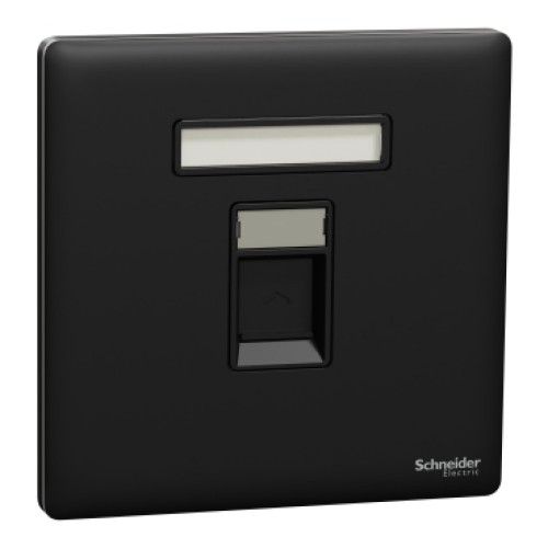 Schneider Electric Central plate, Unica, for RJ45, 1 gang, with shutter, jet black, NUX31RJ_JB