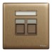 Schneider Electric Central plate, Unica, for RJ45, 2 gangs, with shutter, dark bronze, NUX32RJ_DB