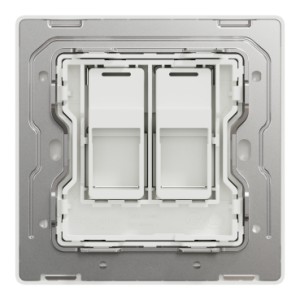 Schneider Electric Central plate, Unica, for RJ45, 2 gangs, with shutter, dark grey, NUX32RJ_DG