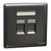 Schneider Electric Central plate, Unica, for RJ45, 2 gangs, with shutter, dark grey, NUX32RJ_DG
