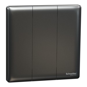 Schneider Electric Switch, Unica X, 1 way, 16AX, 250V, 3 gangs, dark grey, NUX33_1_DG