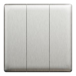 Schneider Electric Switch, Unica X, 2 way, 16AX, 250V, 3 gangs, stainless steel, NUX33_2_SS