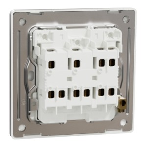 Schneider Electric Switch, Unica X, 2 way, 16AX, 250V, 3 gangs, stainless steel, NUX33_2_SS