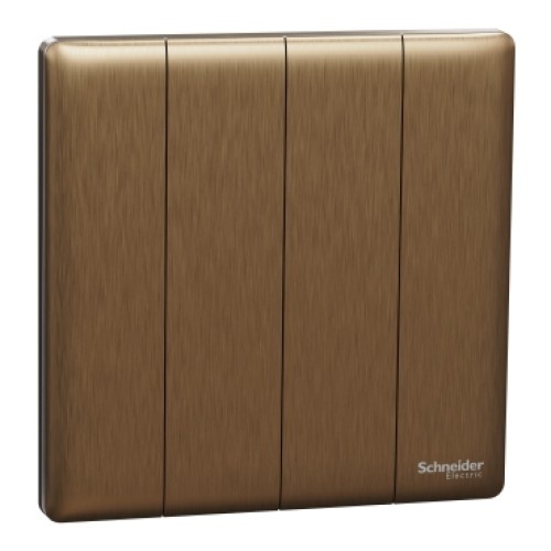 Schneider Electric Switch, Unica X, 1 way, 16AX, 250V, 4 gangs, dark bronze, NUX34_1_DB