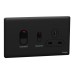 Schneider Electric Cooker control unit, Unica X, 45A, 250V, 1 gang, 2 pole, jet black, NUXT15D45N_JB