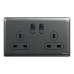 Schneider Electric Switched socket, Unica X, 13A, 250V, 2 gangs, dark grey, NUXT25_DG
