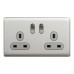 Schneider Electric Switched socket, Unica X, 13A, 250V, 2 gangs, with LED, stainless steel, NUXT25N_SS