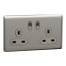 Schneider Electric Switched socket, Unica X, 13A, 250V, 2 gangs, with LED, stainless steel, NUXT25N_SS
