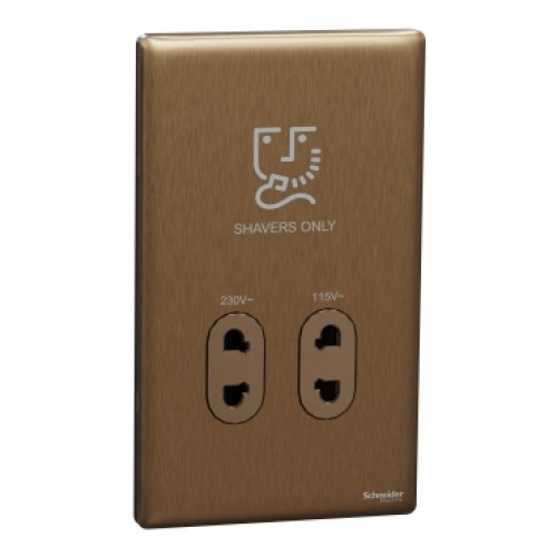 Schneider Electric Shaver socket, Unica X, 115/230V, vertical, dark bronze, NUXT727V_DB