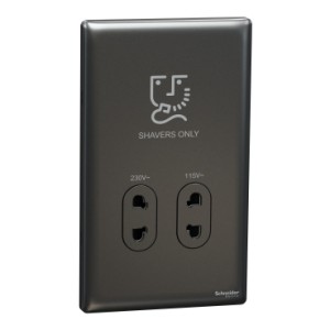 Schneider Electric Shaver socket, Unica X, 115/230V, vertical, dark grey, NUXT727V_DG