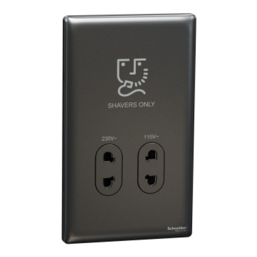 Schneider Electric Shaver socket, Unica X, 115/230V, vertical, dark grey, NUXT727V_DG