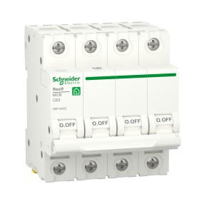 Schneider Miniature circuit breaker (MCB), Resi9, 4P, 63A, C curve, 6000A (IEC/EN 60898-1) R9F12463