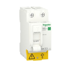 Schneider Residual current circuit breaker (RCCB), Resi9, 2P, 63A, AC type, 30mA R9R51263