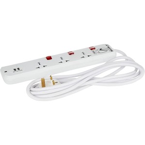 Rexton Neon 3 Way Extension Socket With USB RES33/UN- 3 Metre Cable