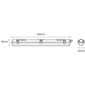 Scolmore OVIA LED WaterProof Fitting Light W.P 1X9W AC185-265V IP65 900LM 6500K, PF>0.5, Ra:80(656X80X90mm) - WITH TUBE SDFF302-1*9