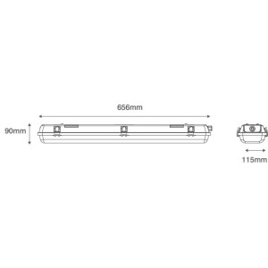 Scolmore OVIA LED WaterProof Fitting Light 2X9W AC185-265V IP65 3600LM 6500K, PF>0.5,  Ra:80(656X115X90mm) - WITH TUBE SDFF302-2*9 