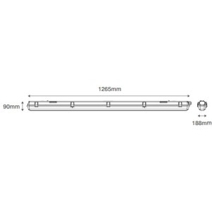 Scolmore OVIA LED WaterProof Fitting Light W.P 1X18W AC185-265V IP65 1800LM 6500K, PF>0.5,  Ra:80(1262X88X90mm) - WITH TUBE SDFF302-S6.5K