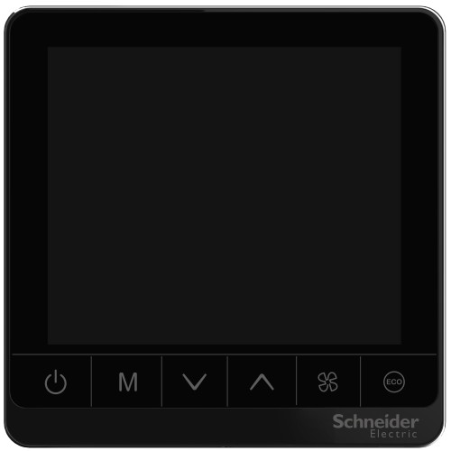 Schneider Thermostat, Spacelogic, fan coil on/off, standalone, touchscreen, 2P, 3 fan, 240V, black TC907-3A2LB