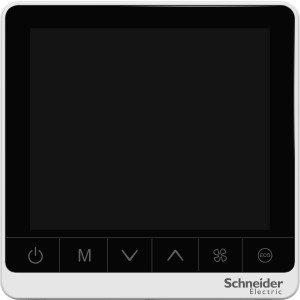 Schneider SpaceLogic thermostat, fan coil proportional, standalone, touchscreen, 4P, 3 fan, external sensor, 240V, white TC907-3A4DPSA