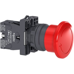 Schneider red Ø40 Emergency swtiching off push-button Ø22 non trigger - turn release 1NC XA2ES542