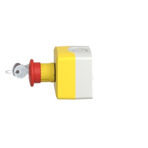 Schneider Electric Harmony XALD XALK Control station plastic yellow lid 1 red mushroom push button 40mm key release 1NC XALK188