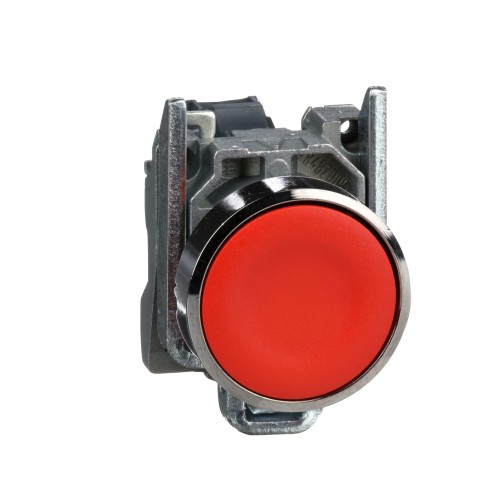 Schneider Electric Harmony XB4 Push button metal flush red 22mm spring return unmarked 1NC XB4BA42