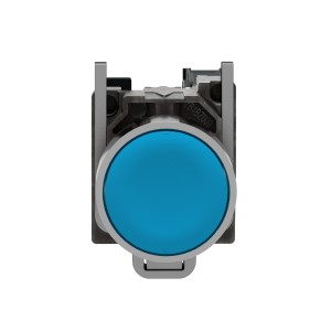 Schneider Electric Harmony XB4 Push button metal flush blue 22mm spring return unmarked 1NO XB4BA61
