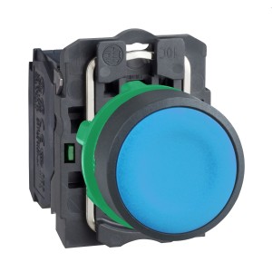 Schneider Push button, plastic, flush, blue, Ø22, spring return, unmarked, 1 NO XB5AA61