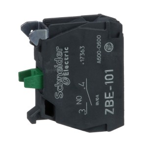 Schneider single contact block for head Ø22 1NO silver alloy screw clamp terminal ZBE101