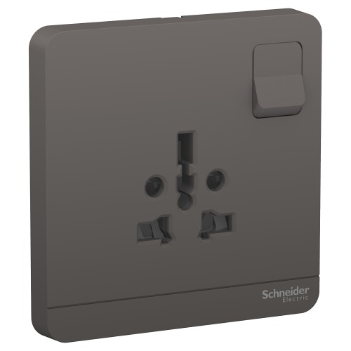 Schneider AvatarOn switched socket 2P   3P 16A 250V Dark Grey E8315TS_DG