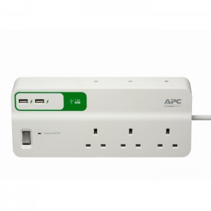 Schneider Electric APC Essential SurgeArrest 5V 6 Outlet 2 USB 2.4A Port 230V UK Extension PM6U-UK