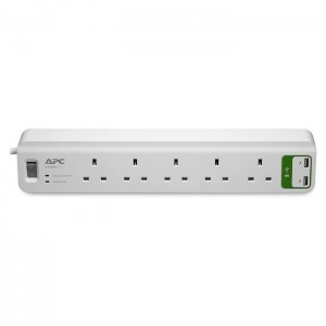   Schneider Electric APC Essential SurgeArrest 5 Outlets with 2 USB Port 5V 2.4A Charger 230V UK Extension PM5U-UK