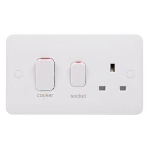 Schneider Electric Lisse Cooker Control Unit 2 gangs LED 45A DP white moulded GGBL4001S