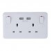 Schneider Electric Lisse 2 Gang Switch Socket with 2 x 2.1A USB Port GGBL30202USBAS