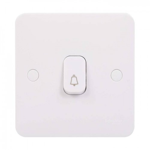 Schneider Electric Lisse Retractive Plate Switch with Bell Symbol 1 Gang 2 Way 10A White GGBL1012RBS