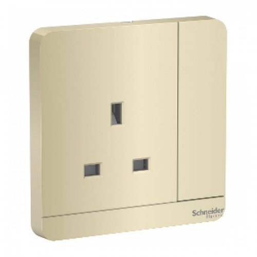 Schneider Electric Switch Socket AvatarOn Gold 13A 1 Gang Switch Socket E8315_WG_G12